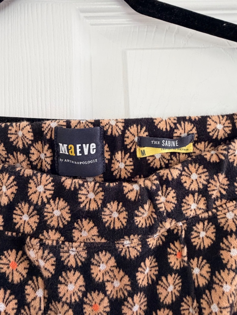 Maeve Black Floral-Print Bootcut Pants